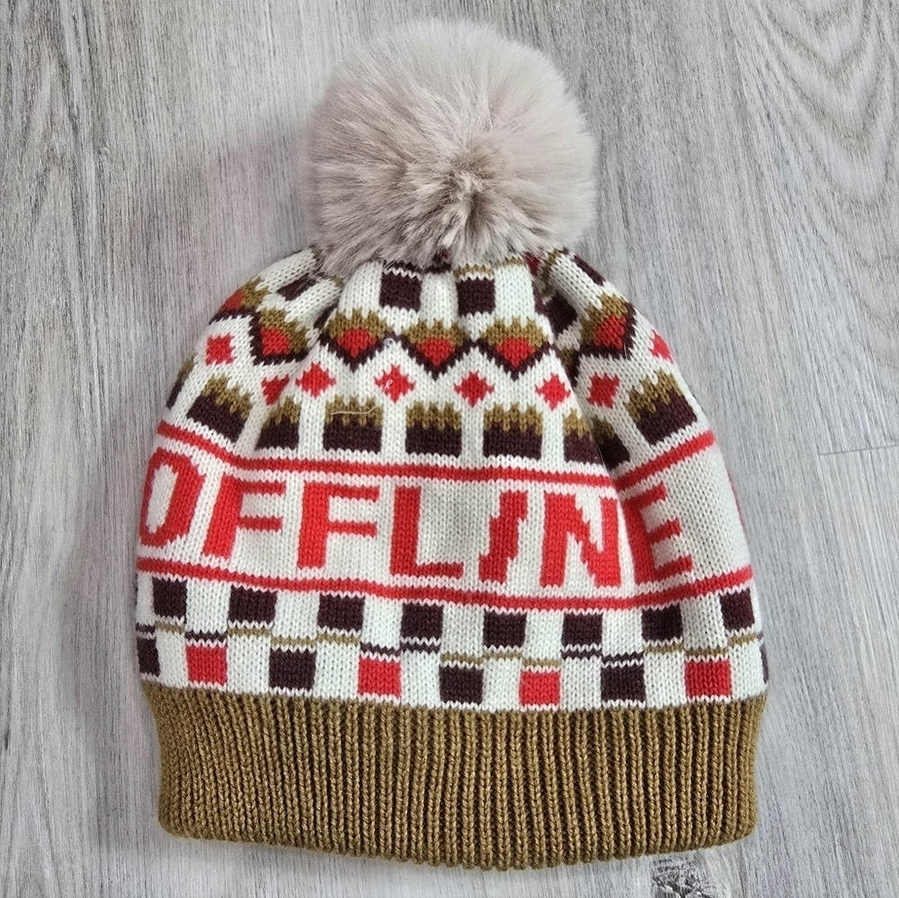 Offline By Aerie Ski Bunny Pom Pom Hat OS NWOT
